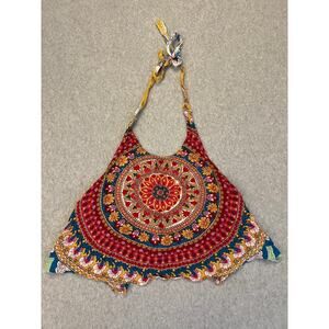 Billabong Cami Top Womens Medium 100% Rayon Halter‎ Bohemian Mandala Floral Pink